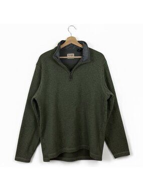 WRANGLER Authentics Quarter Zip Pullover Sweater Size Large Men's Olive Night